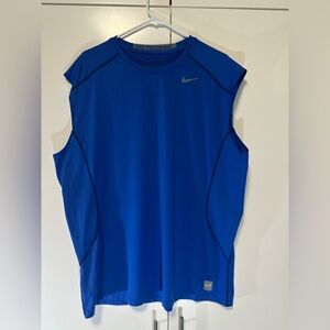 Nike Pro Combat Shirt Men's 2XL Dri Fit Blue Sleeveless Gym Training Fitted